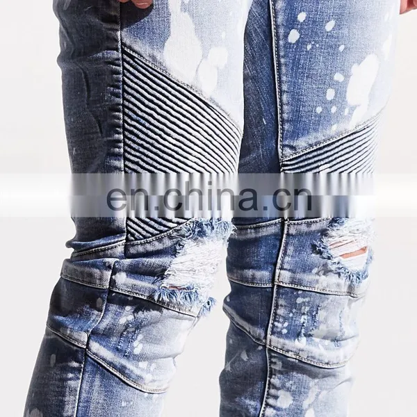 DiZNEW Custom Patchwork Unbranded Ripped Skinny Jeans For Men photo-5