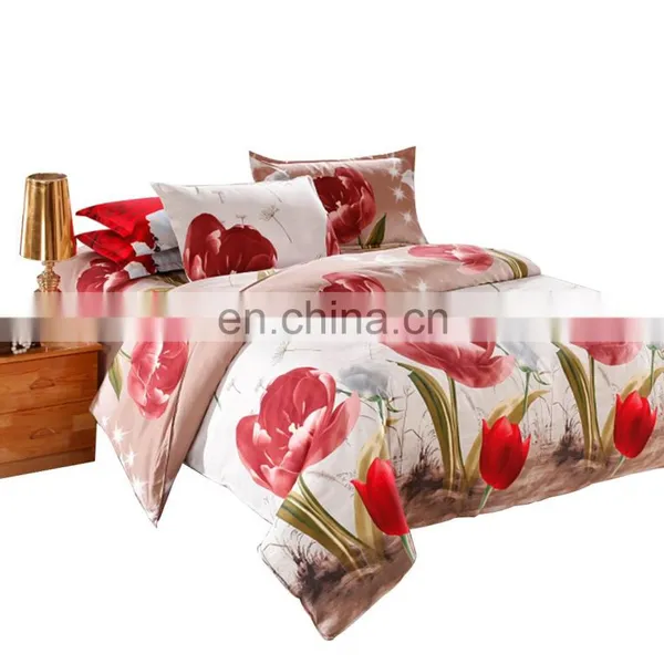 3D Bedding Set Reactive Printing 100% Polyester Flowers Duvet Cover Set