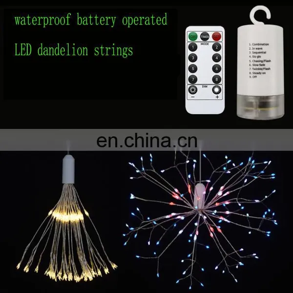 2019 Remote Control 8 Modes Dimmable Battery Operated Hanging Starburst LED Bouquet Shape String Lights photo-2