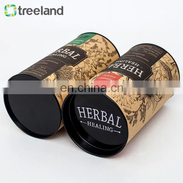 Popcorn Paper Canister Herb Tin Box Kraft Tube With Black Tin Lid photo-2