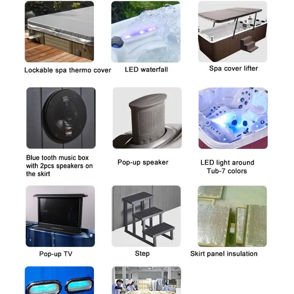 New Design Outdoor Hydrotherapy Massage SPA Bath 5 People Massage Acrylic Hot Tub With Waterfall photo-5