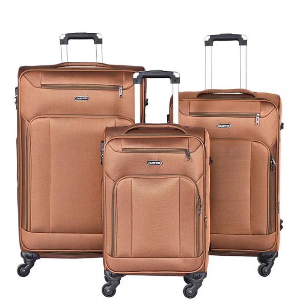Brown 20 24 28 Inch Polyester Fabric Rolling Trolley Bags Set Cloth Suitcase Luggage Spinner Wheel China Pengteng Factory photo-2