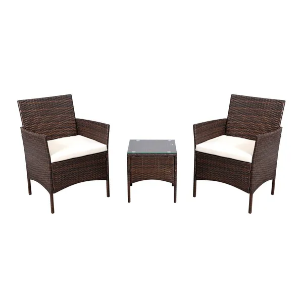Modern Design 3-Piece Outdoor PE Rattan Garden Coffee Set Factory Direct Delivery Courtyard Portable Garden Sofa Set photo-3