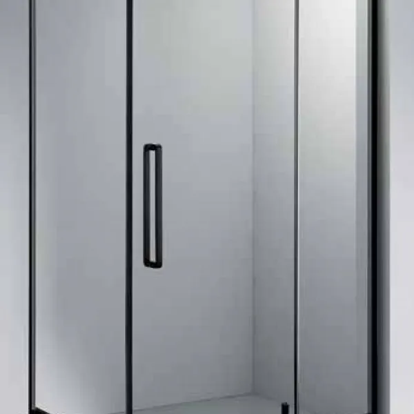 Sunfree 8331 Rectangle Square Corner Shower Enclosure Matte Black Aluminium Tempered Glass Shower Cabin For Standard Corner Household Bathroom