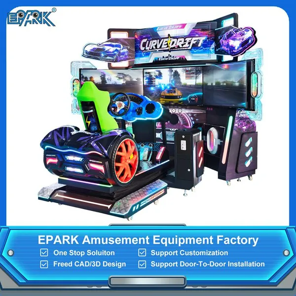 Triple Screen Racing Arcade Machine Curve Drift Dynamic Driving Simulator for Commercial Game Centers and FEC Operators photo-4