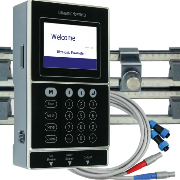 Portable Ultrasonic Flowmeter, Class 0.5, External Clip-on Flowmeter
