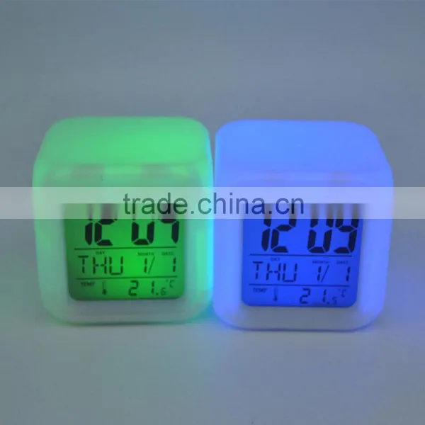 Hot Selling Seven Color Changing Alarm Clock, Square Clock photo-3