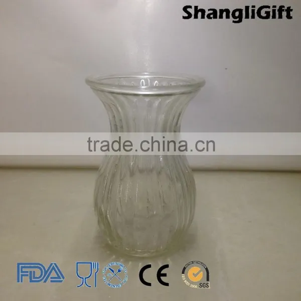 Ribbed Home Decor 430ml Tall Clear Glass Vase photo-3