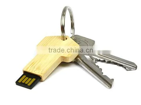 Customized Key Shape Bamboo Flash Drive 16GB