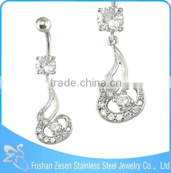 Custom-made Flower Zircon Medical Steel Hypoallergenic Special Spiral Navel Ring photo-5