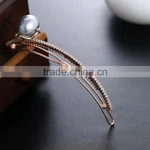 Brand Design Elegant Charm Pearl&crystal Headdress Accessory Headwear Wedding Jewelry Hairwear Woman Girl 18K Gold Hair Clips photo-4