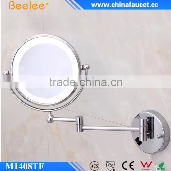 Beelee Chrome Silvery Round Mirror Modern LED Extendable Smart Makeup Mirror photo-6