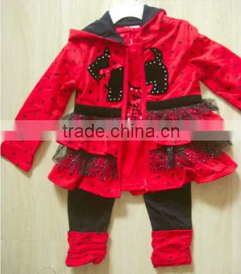 Tutu Ruffles Hoodie Jacket Kids Set Clothes Girls 3pc Set Hoodie Inner Top and Pants Sets Fleece Hoodie Pants Set
