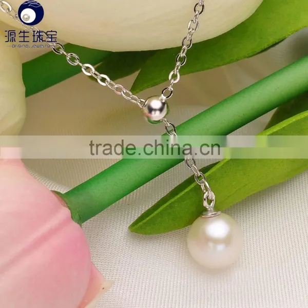 Freshwater Pearl Pendant 8-9mm Round Pearl With S925 Chain With Adjustable Length photo-2