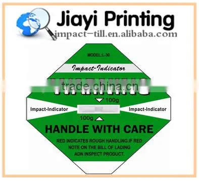 2015 Hot Selling Impact Indicator Sticker Shockwatch Label Damage Control Shock Sensor Shipping Label