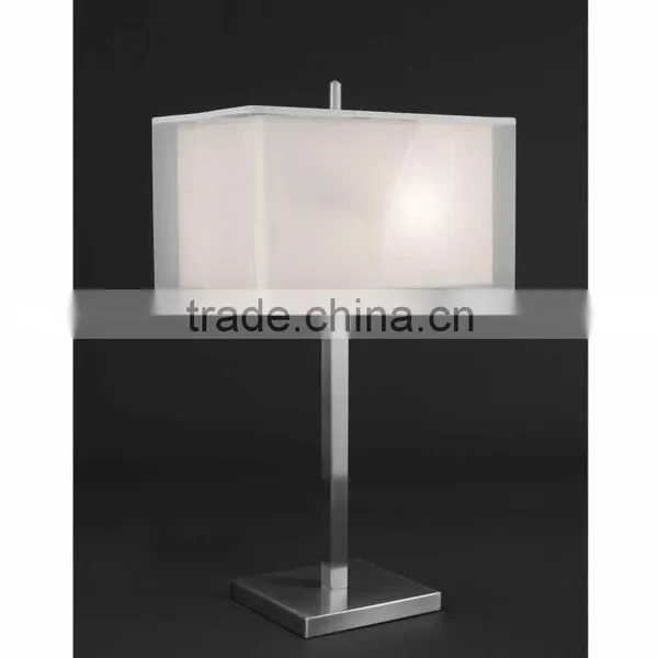 New Design Cross Metal Holder Contracted Hotel Bedroom Table Light Big Brown Fabric Shade Table Light photo-3