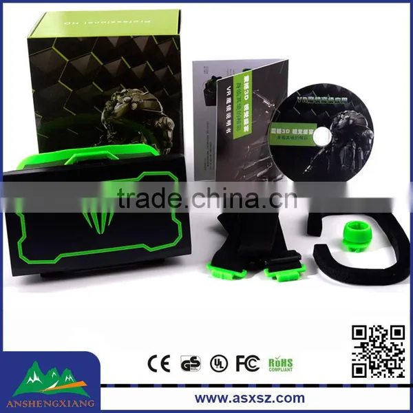 PC Plastic 3D Glasses Green Virtual Reality VR Glasses Fit IOS/android HD Movies Pictures Videos