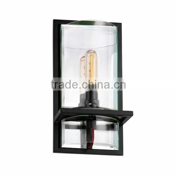 0816-1 A Double Transparent and Fabric Shade for Distinctly Atmospheric Lighting Square Ring Half Round Wall Lamp