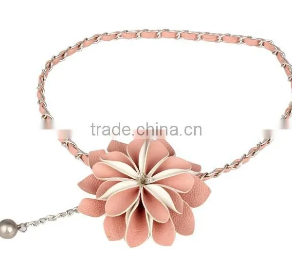 Fashion PU Flower Metal Waist Chain Female Belt SWF-W15062926 photo-2