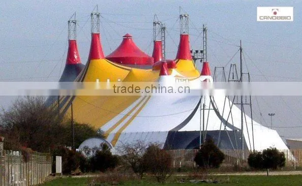 PVC Tensile Fabric Architecture Membrane Structure for Circus Tent and PVDF Commercial Tension Movable Canopy