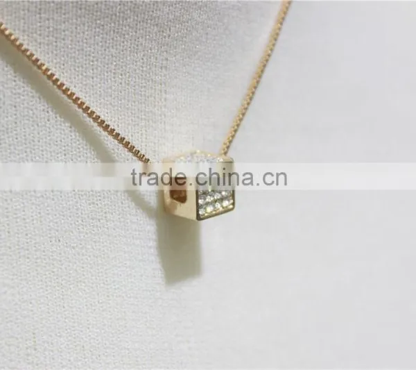 Cheap Corn Chain Necklace Square w/ Clear Diamond Necklace Simple Chain Gold Necklace2016 Fashion Style Wholesale photo-3