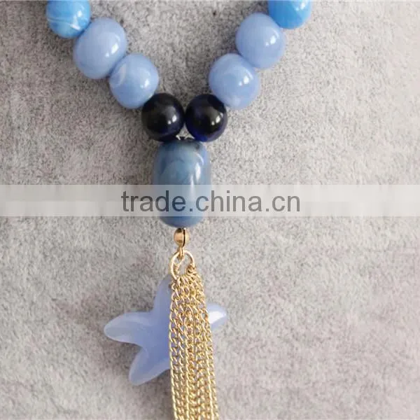 Factory Direct Bead Acrylic Necklace Fashion Blue Color Acrylic Statement Necklace photo-3