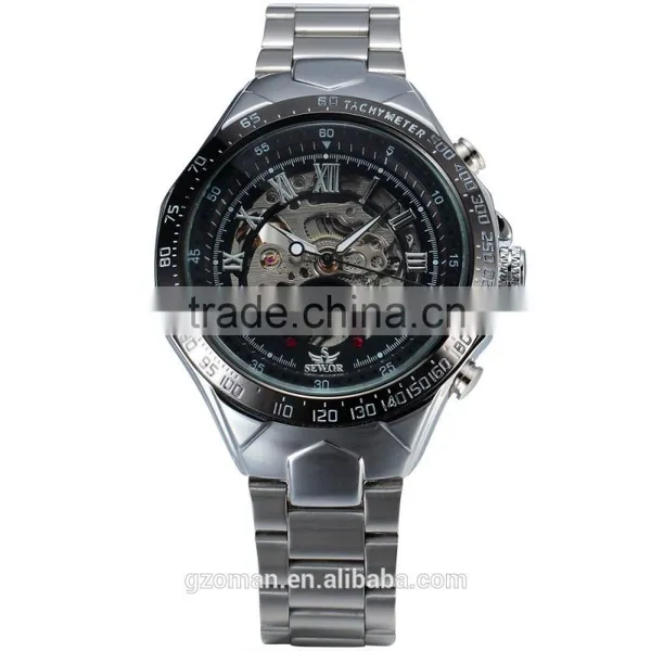 Sewor Silver Stainless Steel Mens Automatic Wrist Watch Casual Bracelet Mechanical Watch photo-5