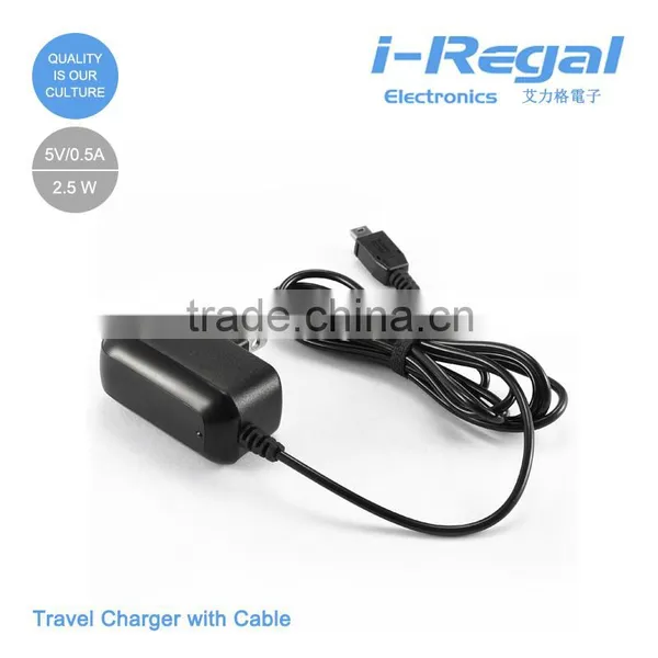 New Moudle AC 110-240V 5V1A Travel Charger With Cable, With CE RoHS Approved for Mobile Phone