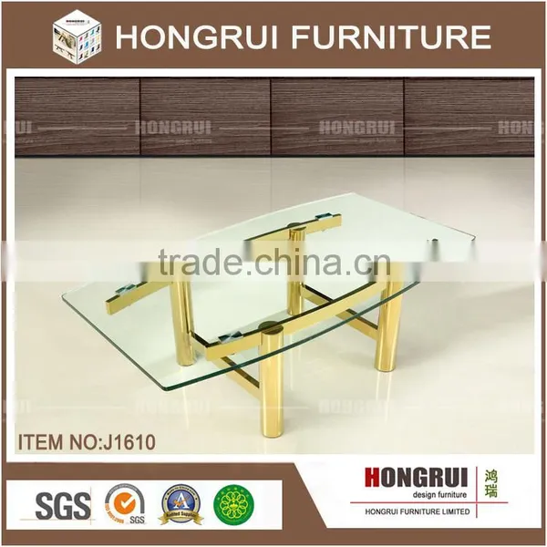  wholesale Living Room Coffee Table Modern glass dining table/ champagne gold coffee table