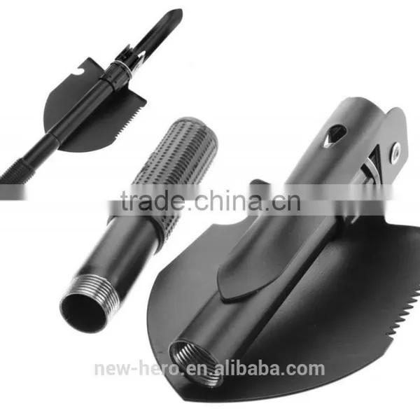 MINI CAMPING TOOL BLACK FOLDING SHOVEL PICK AXE COLLAPSIBLE SPADE EMERGENCY photo-2