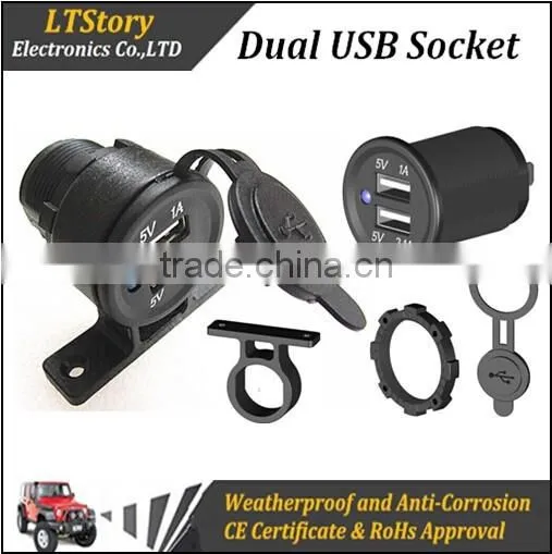 Blue Led Light Panel Mount Dual USB Socket photo-4