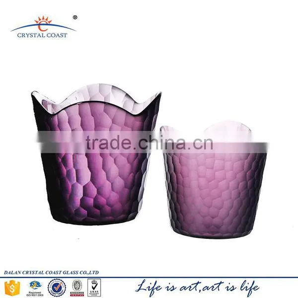 Cylinder Clolored Mosaic Glass Jar Candle; Wax Glass Jar for Candle photo-2