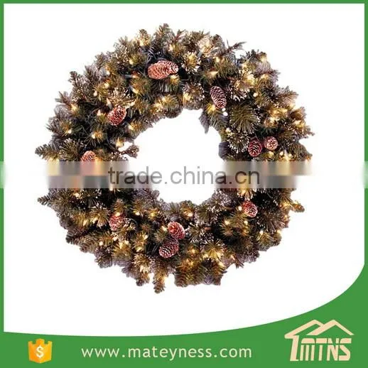Glittery Bristle Pine Pre-Lit Christmas Wreath photo-2