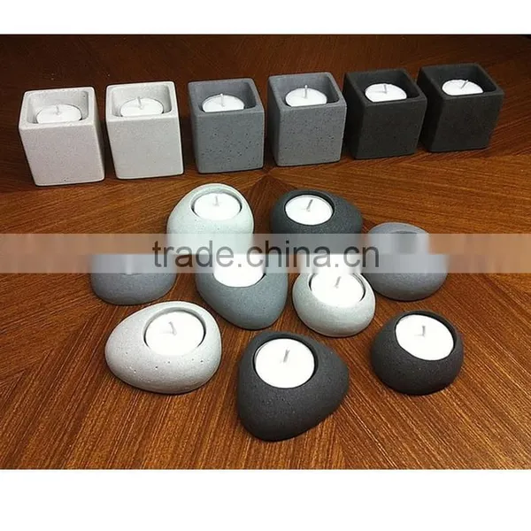 Oval Stone Shape Cement Home Ornament Candle Holder photo-2