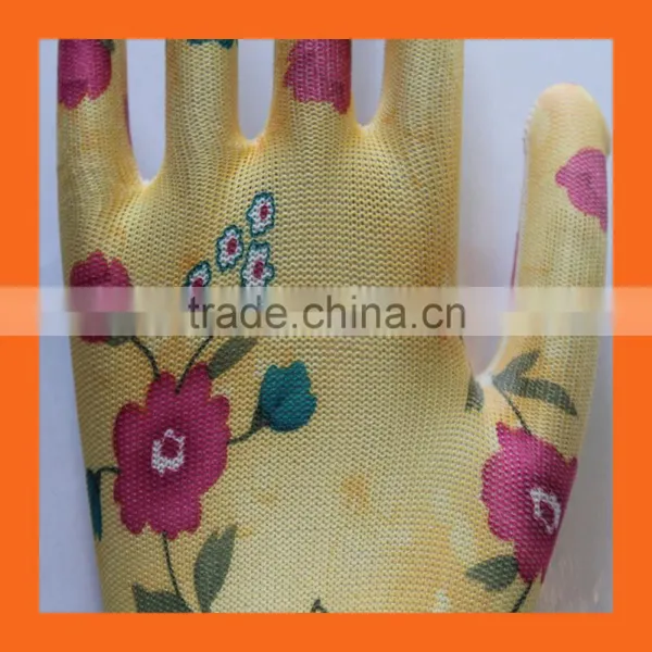 Polyester Shell Women Garden Gloves With PU Coated Palm Dip photo-3