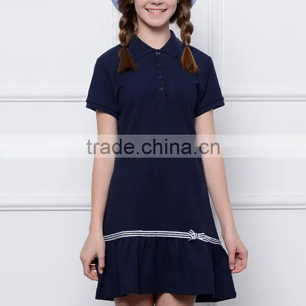 Children's College Skirt 2017 Summer School Girls Navy Style Short Sleeved Custom Dress photo-2