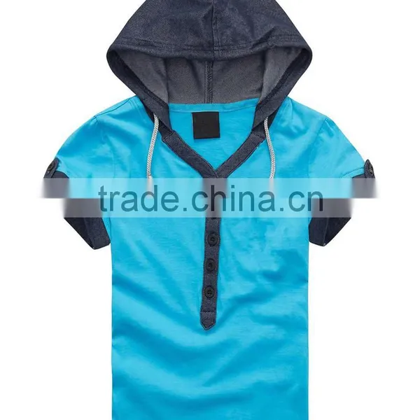 Unisex V-neck T-shirts With Short Sleeves With Hood photo-4