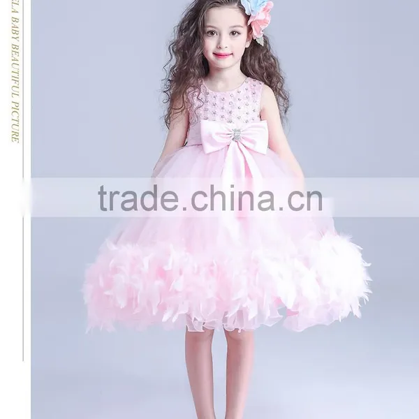 Pink Flowers Girl Dresses With Rhinestone Angel Dress photo-3
