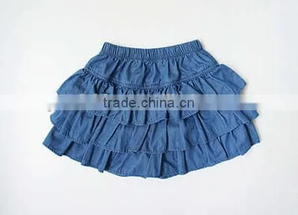 Denim Clolr 3 Layers Ruffle Shorts Stylish Kids Clothes Girls Shorts Wholesale photo-3