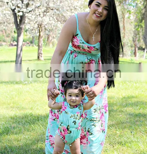 Adorable Summer Long Dress Mommy And Me Maxi Dress Girl Romper Baby Dress Pictures photo-4