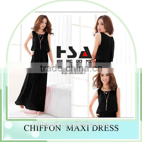 Hot Sale Summer Women Bohemian Beach Dress, Women Chiffon Silk Maxi Dress ,sleeveless Plus Size Dress photo-2