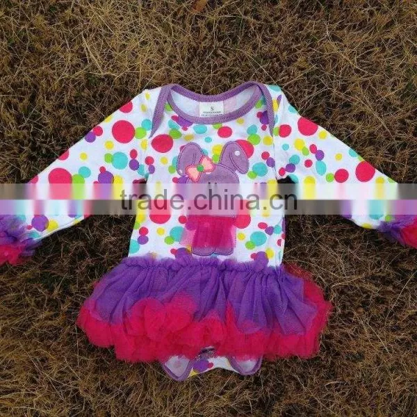 2015 Baby Easter Rompers Baby Girls Rompers With Tutu Dress Long Sleeve With Matching Bow and Necklace Set photo-2