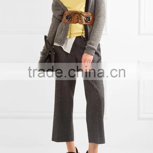 Hot Sale Crew Neck Bright Yellow Silk Blended Cashmere Sweater Women photo-4