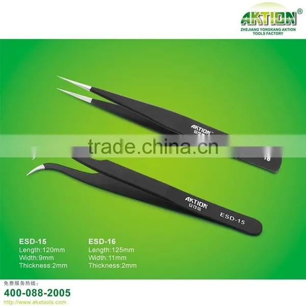 Factory Wholesale ESD Tweezeers Stainless Steel Tweezers High Quality AKTION Brand photo-2
