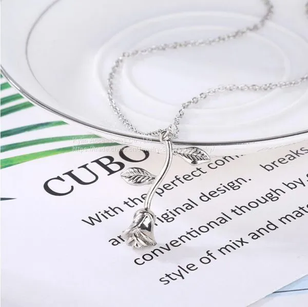 Fashion Jewelry Rose Flower Necklace photo-4