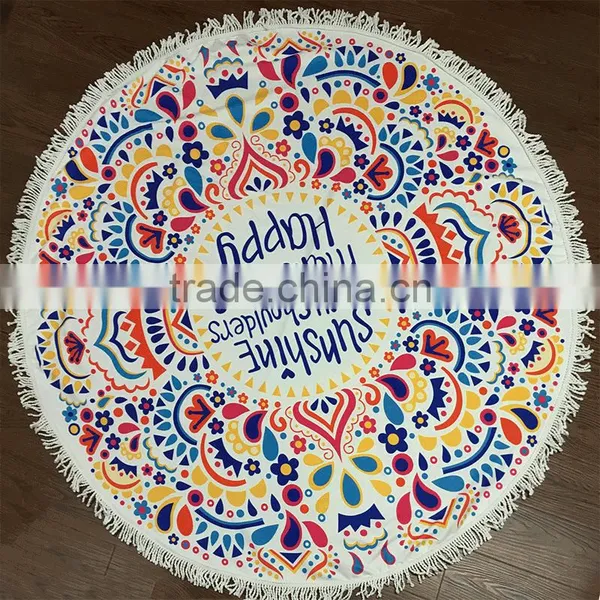 Microfiber Reactive Screen Print Round Beach Blanket photo-4