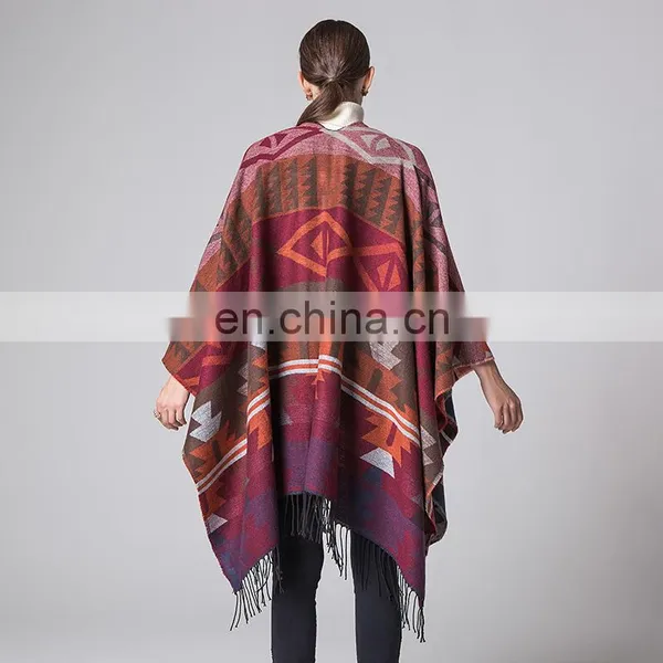 Cashmere Scarf Lengthened And Thickened Folk Style Travel Down Cape Cloak photo-3