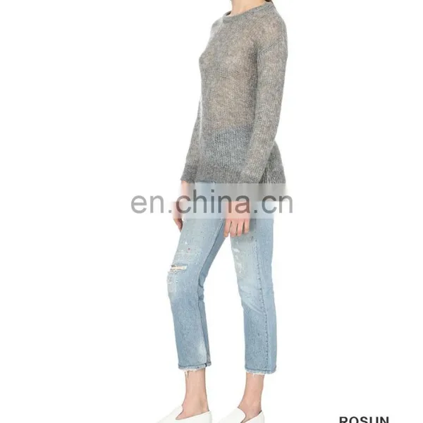 Long Sleeves Silver-toned Round Neck Knit Top photo-2