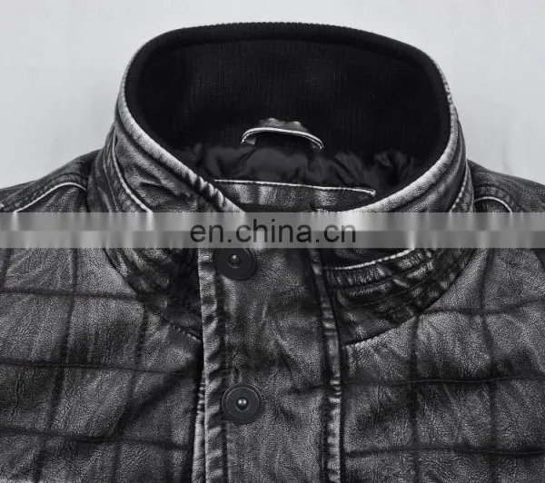 2017 Lastest Fashion Hot Sale Diamond Quilted pu Men Long Jacket photo-4