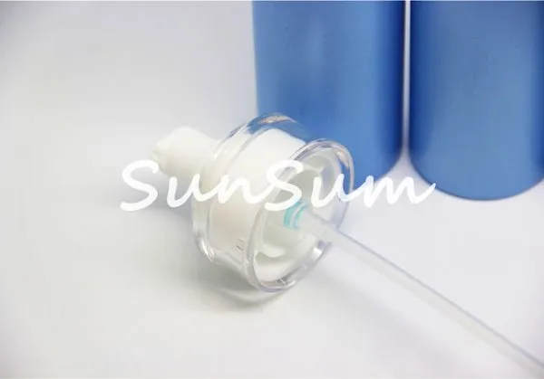 Set Blue Color Set Lotion Pump Silver Cap Jar and Lotion Cream Bottle photo-3